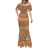 Terracotta Batik Papua-inspired Pattern Mermaid Dress LT9 - Polynesian Pride