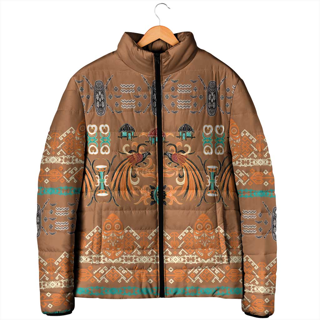 Terracotta Batik Papua-inspired Pattern Padded Jacket LT9 - Polynesian Pride