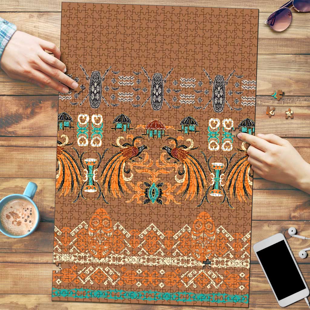 Terracotta Batik Papua-inspired Pattern Puzzle LT9 Gold - Polynesian Pride
