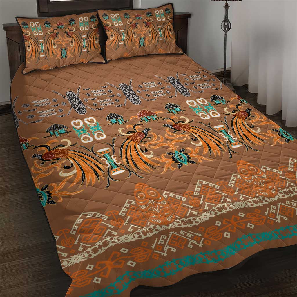Terracotta Batik Papua-inspired Pattern Quilt Bed Set - Polynesian Pride