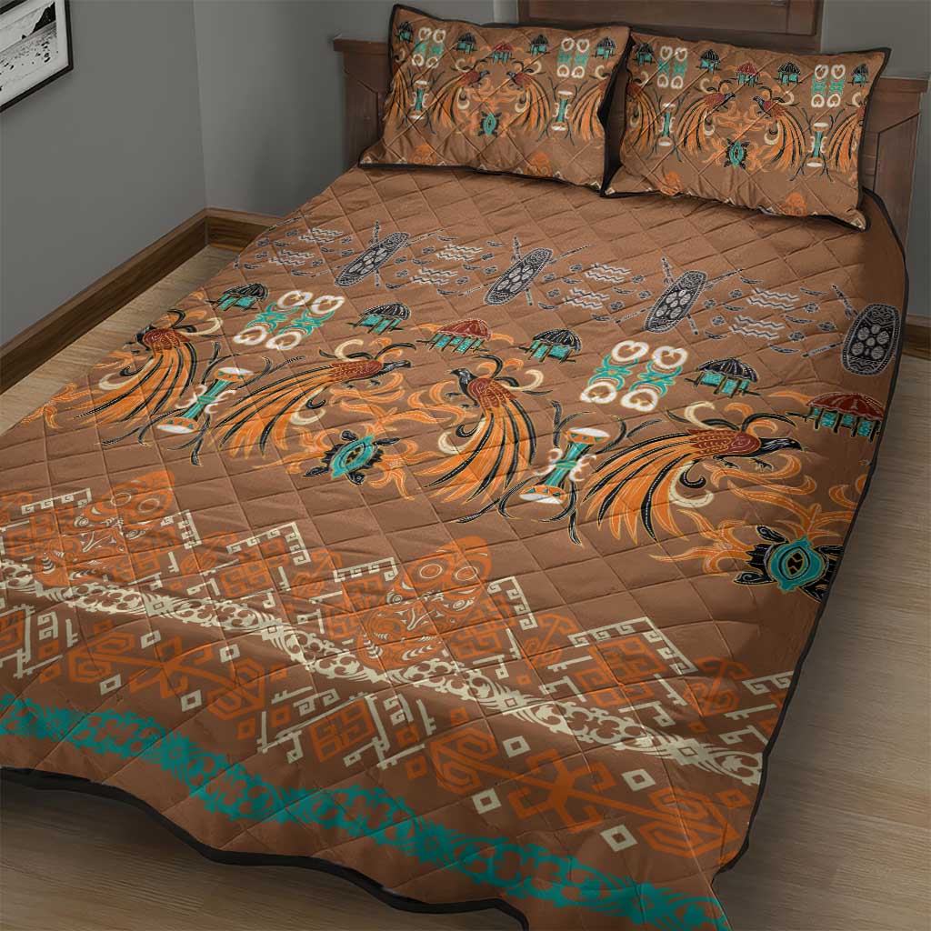 Terracotta Batik Papua-inspired Pattern Quilt Bed Set - Polynesian Pride