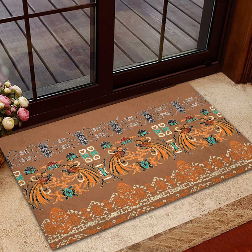 Terracotta Batik Papua-inspired Pattern Rubber Doormat LT9 - Polynesian Pride