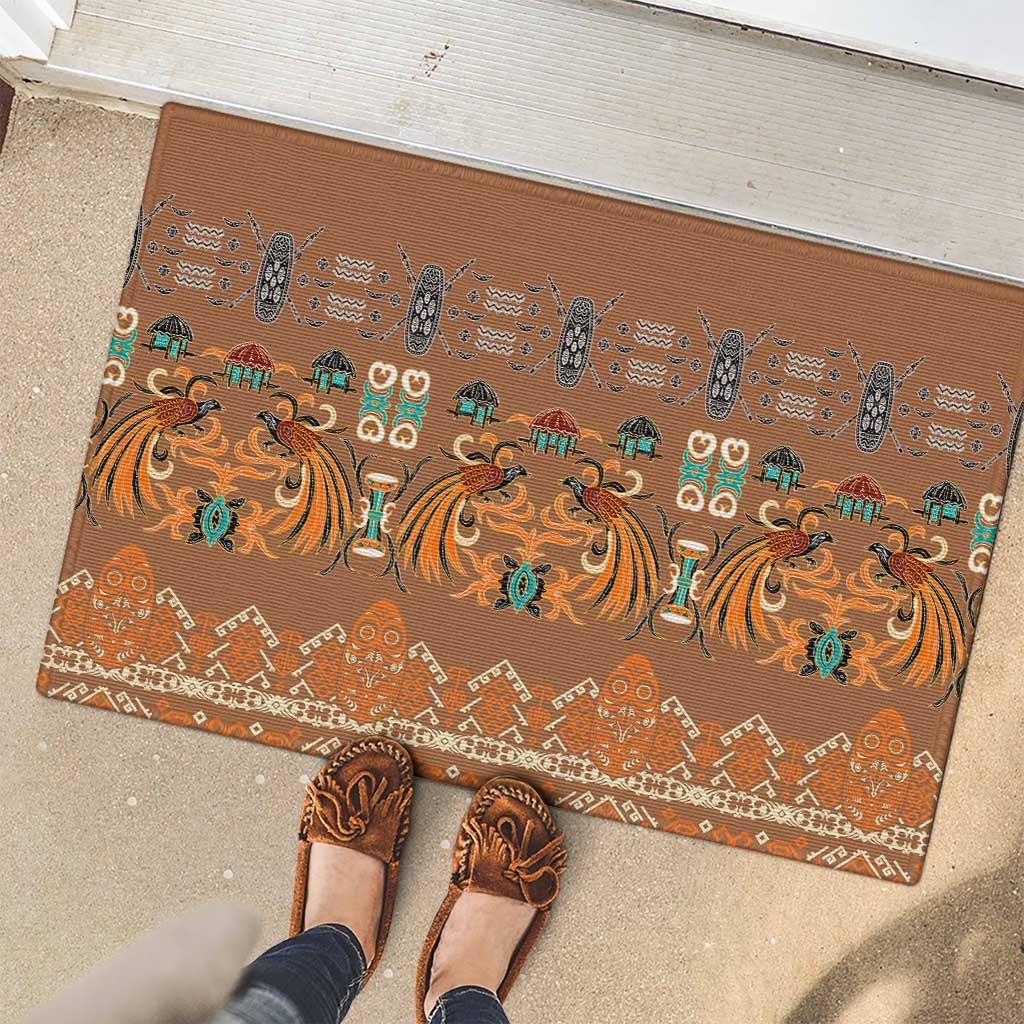 Terracotta Batik Papua-inspired Pattern Rubber Doormat LT9 - Polynesian Pride