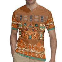 Terracotta Batik Papua-inspired Pattern Rugby Jersey LT9 - Polynesian Pride