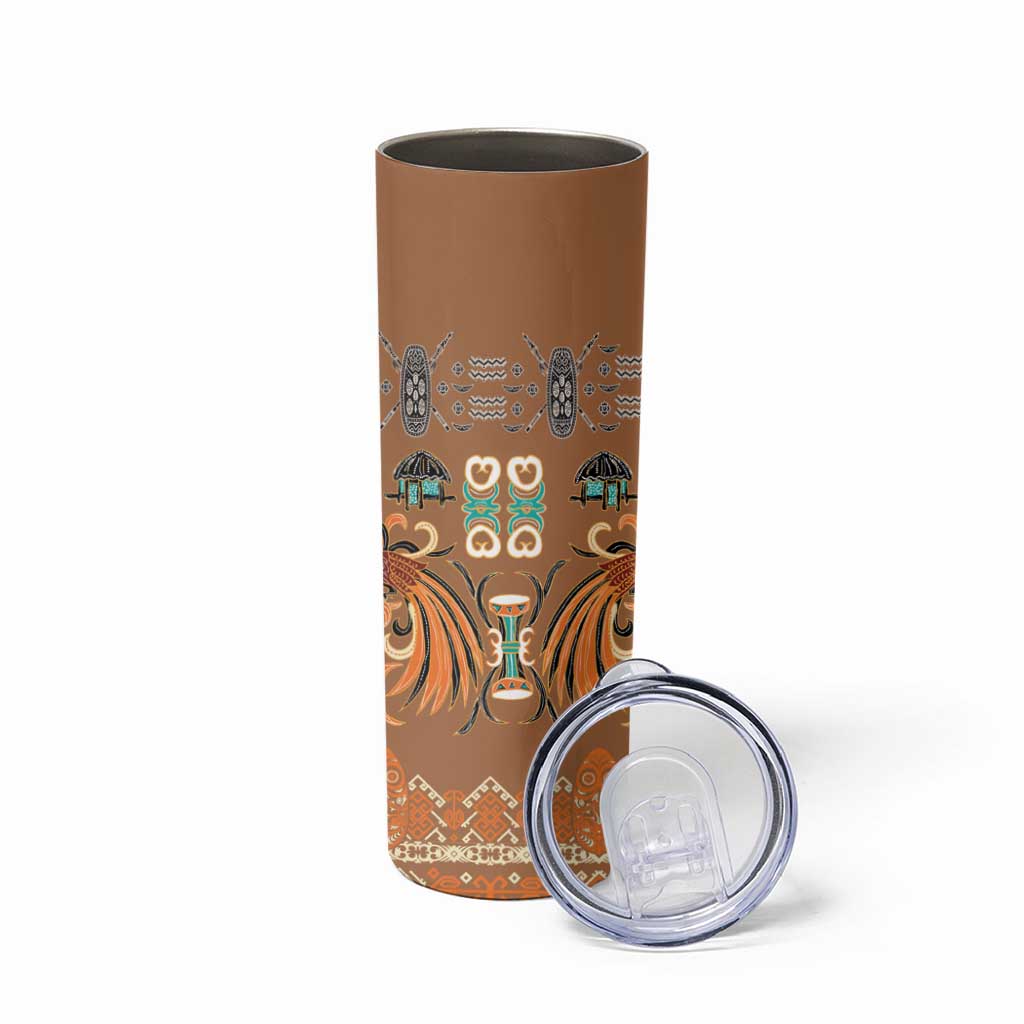 Terracotta Batik Papua-inspired Pattern Skinny Tumbler - Polynesian Pride