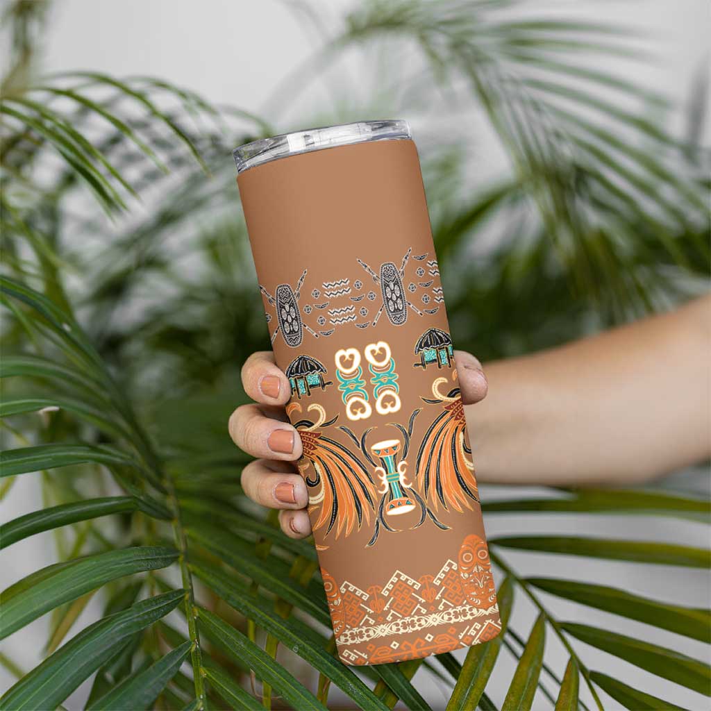 Terracotta Batik Papua-inspired Pattern Skinny Tumbler - Polynesian Pride