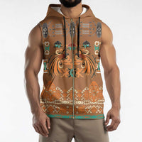 Terracotta Batik Papua-inspired Pattern Sleeveless Zip Hoodie - Polynesian Pride