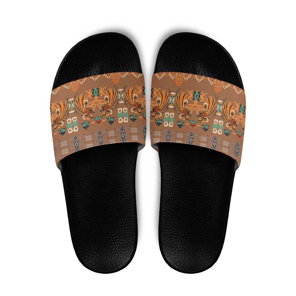 Terracotta Batik Papua-inspired Pattern Slide Sandals - Polynesian Pride