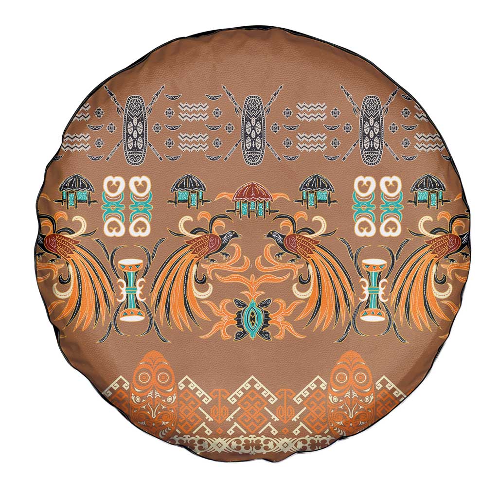 Terracotta Batik Papua-inspired Pattern Spare Tire Cover - Polynesian Pride