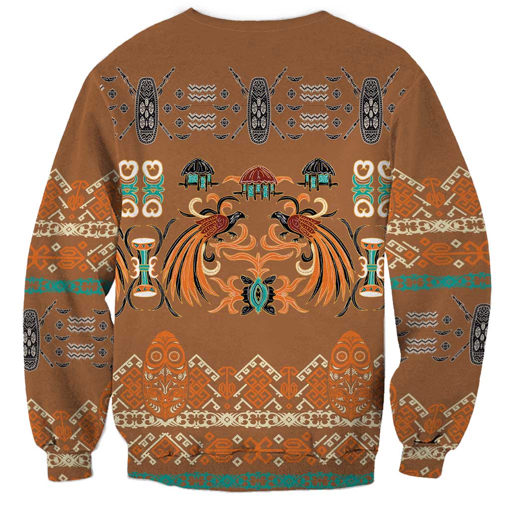 Terracotta Batik Papua-inspired Pattern Sweatshirt LT9 - Polynesian Pride