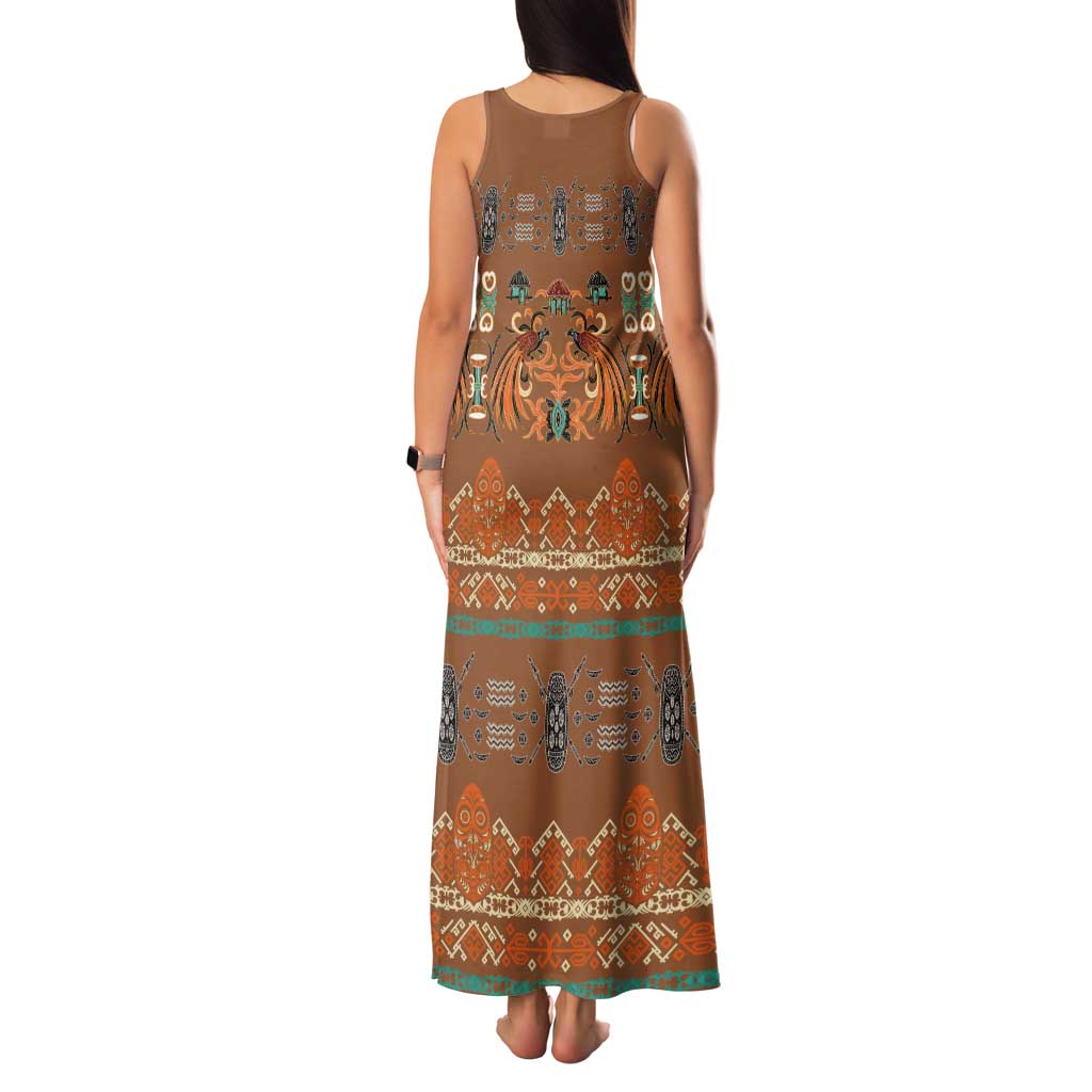 Terracotta Batik Papua-inspired Pattern Tank Maxi Dress - Polynesian Pride
