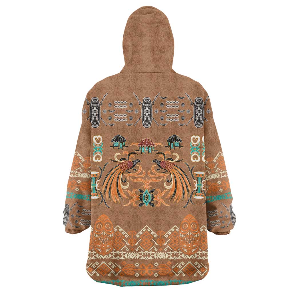 Terracotta Batik Papua-inspired Pattern Wearable Blanket Hoodie - Polynesian Pride