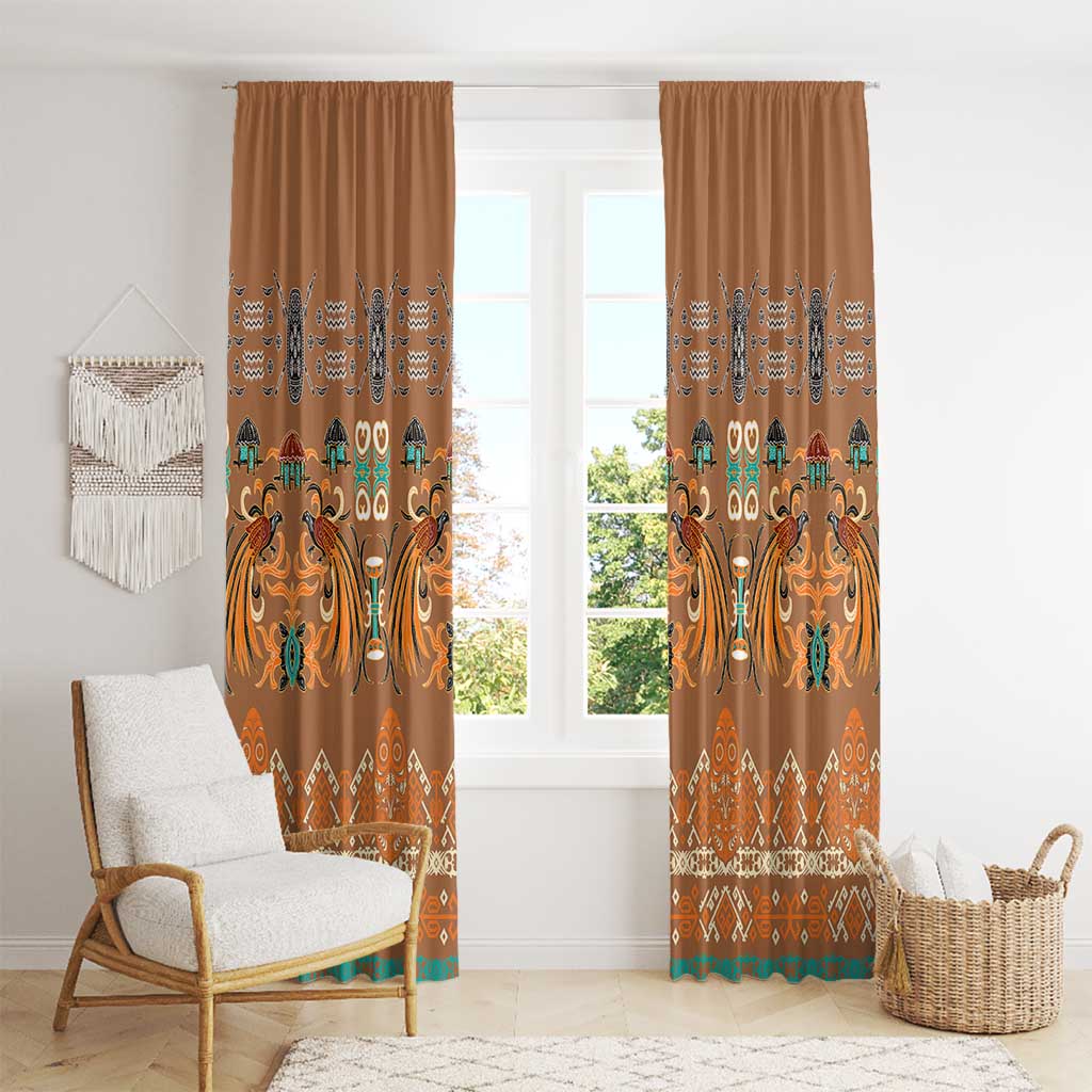 Terracotta Batik Papua-inspired Pattern Window Curtain - Polynesian Pride