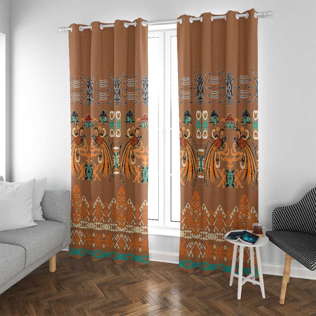 Terracotta Batik Papua-inspired Pattern Window Curtain - Polynesian Pride