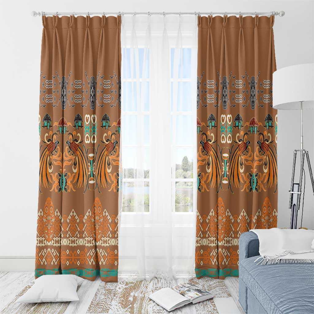 Terracotta Batik Papua-inspired Pattern Window Curtain - Polynesian Pride