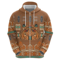 Terracotta Batik Papua-inspired Pattern Zip Hoodie - Polynesian Pride