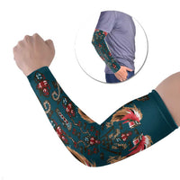 Dark Cyan Blue Bird of Batik Papua Arm Sleeves Exotic Natural Wealth of Papua - Polynesian Pride