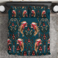 Dark Cyan Blue Bird of Batik Papua Bedding Set Exotic Natural Wealth of Papua - Polynesian Pride