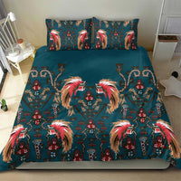 Dark Cyan Blue Bird of Batik Papua Bedding Set Exotic Natural Wealth of Papua - Polynesian Pride