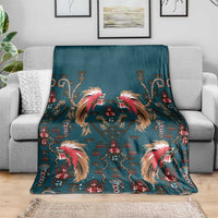 Dark Cyan Blue Bird of Batik Papua Blanket Exotic Natural Wealth of Papua - Polynesian Pride