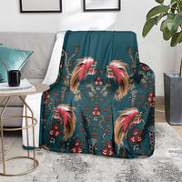 Dark Cyan Blue Bird of Batik Papua Blanket Exotic Natural Wealth of Papua - Polynesian Pride