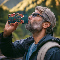 Dark Cyan Blue Bird of Batik Papua 4 in 1 Can Cooler Tumbler Exotic Natural Wealth of Papua - Polynesian Pride