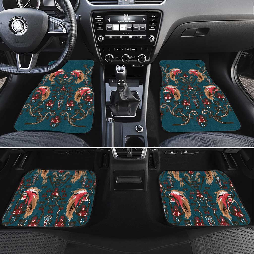 Dark Cyan Blue Bird of Batik Papua Car Mats Exotic Natural Wealth of Papua - Polynesian Pride