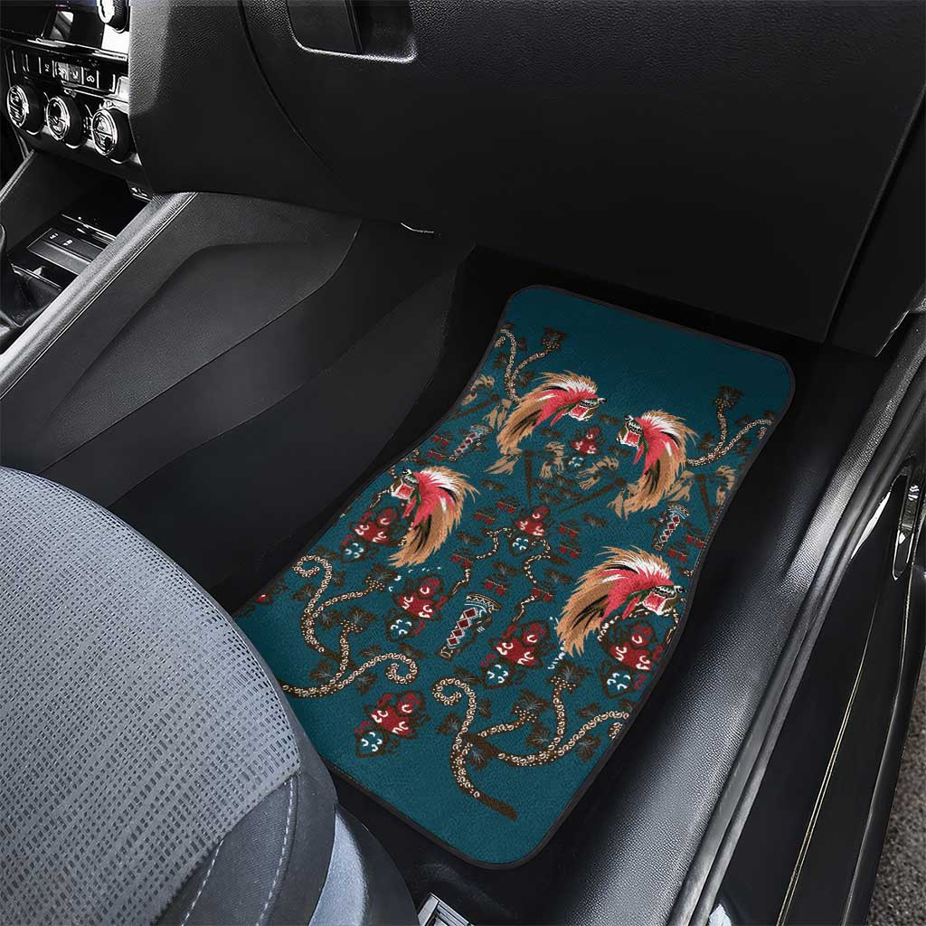Dark Cyan Blue Bird of Batik Papua Car Mats Exotic Natural Wealth of Papua - Polynesian Pride