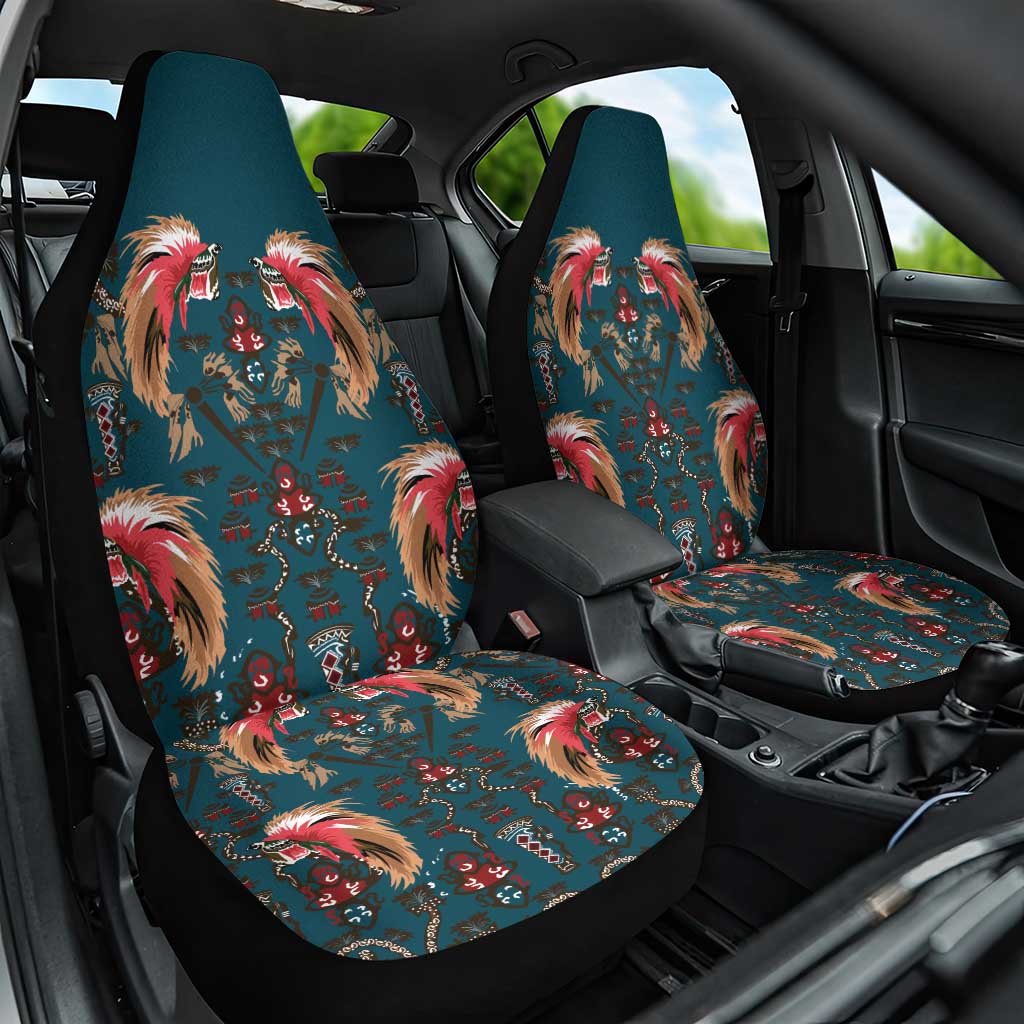 Dark Cyan Blue Bird of Batik Papua Car Seat Cover Exotic Natural Wealth of Papua LT9 One Size Blue - Polynesian Pride