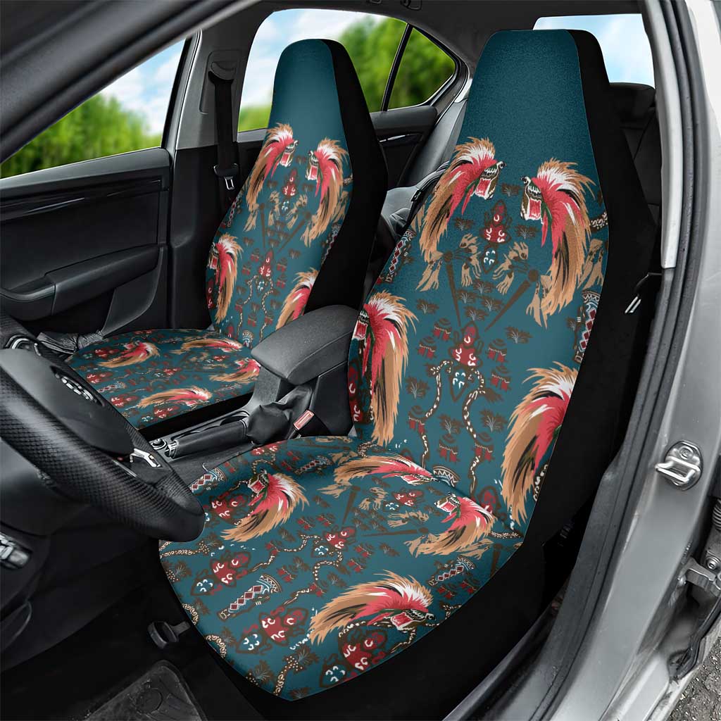 Dark Cyan Blue Bird of Batik Papua Car Seat Cover Exotic Natural Wealth of Papua LT9 - Polynesian Pride