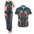 Dark Cyan Blue Bird of Batik Papua Couples Matching Tank Maxi Dress and Hawaiian Shirt Exotic Natural Wealth of Papua - Polynesian Pride