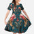 Dark Cyan Blue Bird of Batik Papua Family Matching Long Sleeve Bodycon Dress and Hawaiian Shirt Exotic Natural Wealth of Papua - Polynesian Pride
