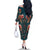 Dark Cyan Blue Bird of Batik Papua Family Matching Off The Shoulder Long Sleeve Dress and Hawaiian Shirt Exotic Natural Wealth of Papua - Polynesian Pride