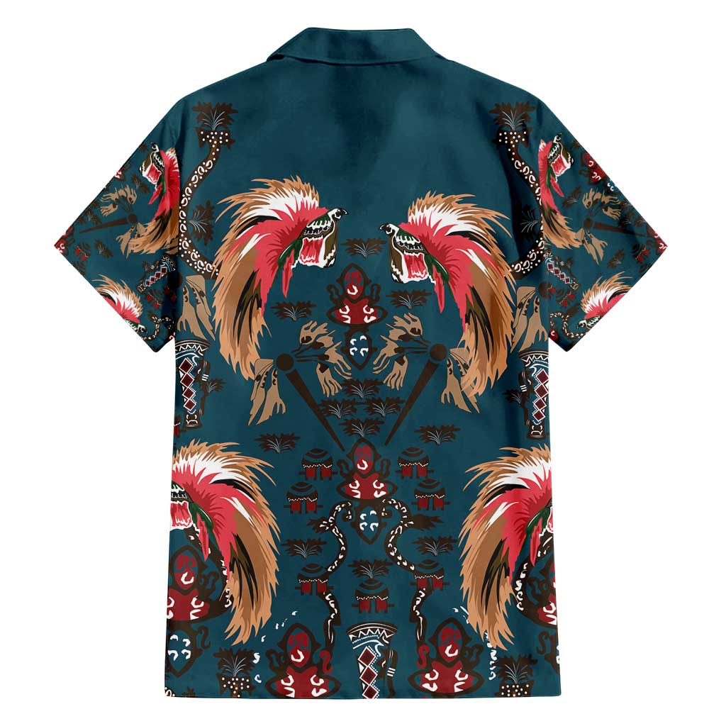 Dark Cyan Blue Bird of Batik Papua Family Matching Puletasi and Hawaiian Shirt Exotic Natural Wealth of Papua LT9 - Polynesian Pride