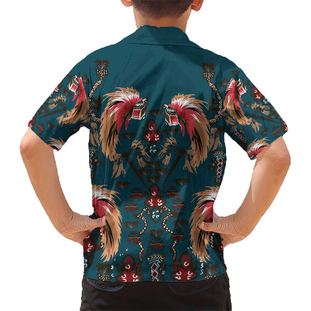 Dark Cyan Blue Bird of Batik Papua Hawaiian Shirt Exotic Natural Wealth of Papua - Polynesian Pride