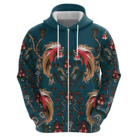 Dark Cyan Blue Bird of Batik Papua Hoodie Exotic Natural Wealth of Papua - Polynesian Pride