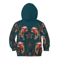 Dark Cyan Blue Bird of Batik Papua Kid Hoodie Exotic Natural Wealth of Papua - Polynesian Pride