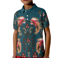Dark Cyan Blue Bird of Batik Papua Kid Polo Shirt Exotic Natural Wealth of Papua - Polynesian Pride