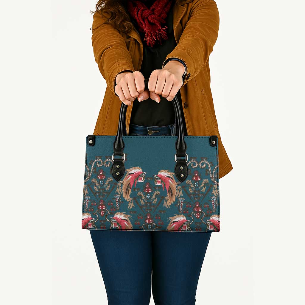 Dark Cyan Blue Bird of Batik Papua Leather Bag Exotic Natural Wealth of Papua - Polynesian Pride