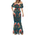 Dark Cyan Blue Bird of Batik Papua Mermaid Dress Exotic Natural Wealth of Papua - Polynesian Pride