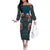 Dark Cyan Blue Bird of Batik Papua Off The Shoulder Long Sleeve Dress Exotic Natural Wealth of Papua - Polynesian Pride