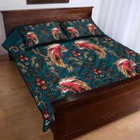 Dark Cyan Blue Bird of Batik Papua Quilt Bed Set Exotic Natural Wealth of Papua - Polynesian Pride