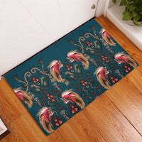 Dark Cyan Blue Bird of Batik Papua Rubber Doormat Exotic Natural Wealth of Papua LT9 - Polynesian Pride