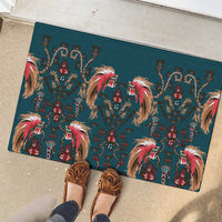Dark Cyan Blue Bird of Batik Papua Rubber Doormat Exotic Natural Wealth of Papua LT9 - Polynesian Pride