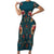 Dark Cyan Blue Bird of Batik Papua Short Sleeve Bodycon Dress Exotic Natural Wealth of Papua - Polynesian Pride