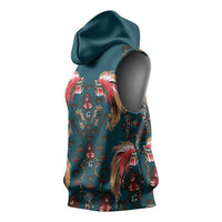 Dark Cyan Blue Bird of Batik Papua Sleeveless Hoodie Exotic Natural Wealth of Papua LT9 - Polynesian Pride