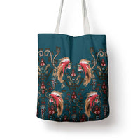 Dark Cyan Blue Bird of Batik Papua Tote Bag Exotic Natural Wealth of Papua - Polynesian Pride