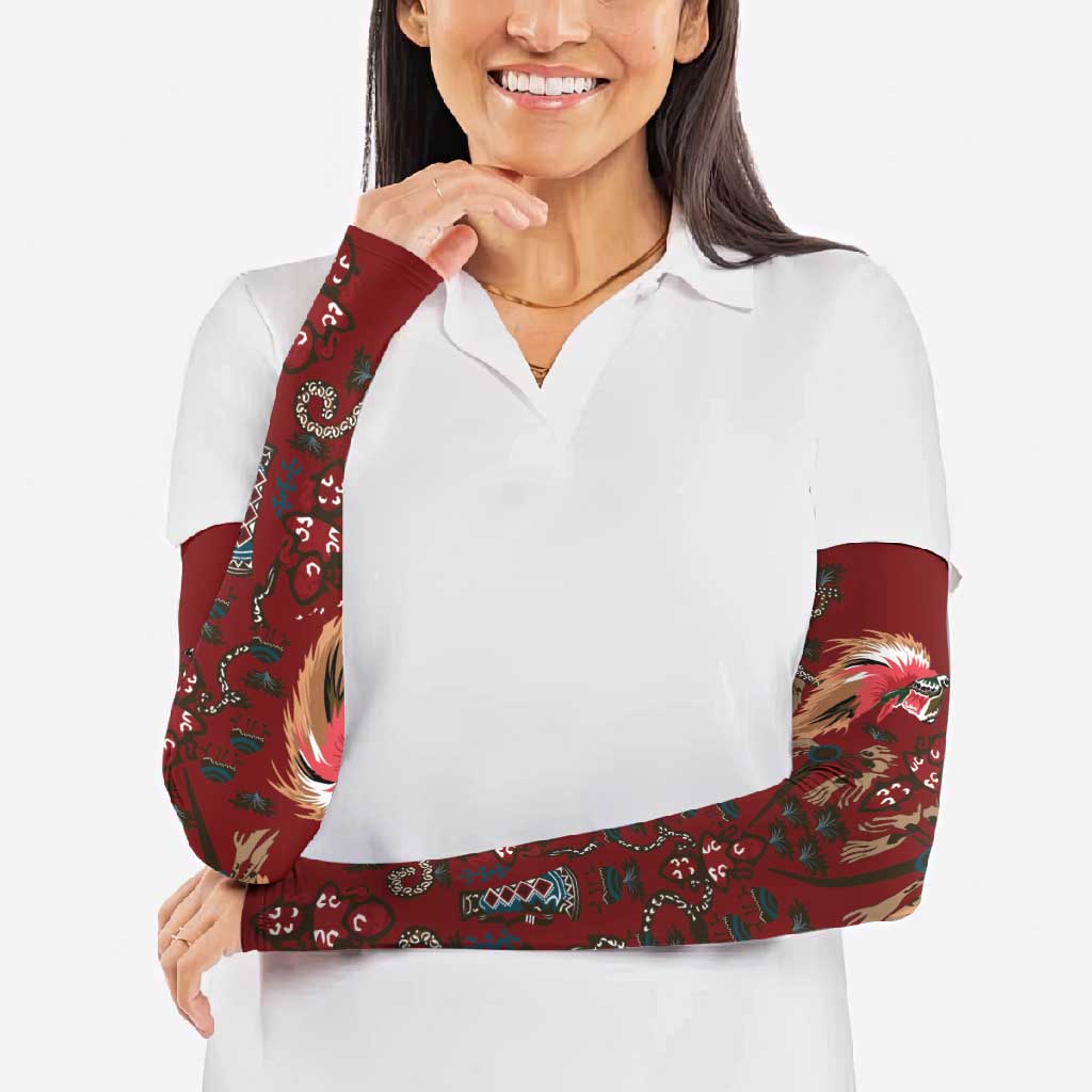 Oxblood Bird of Batik Papua Arm Sleeves Exotic Natural Wealth of Papua - Polynesian Pride