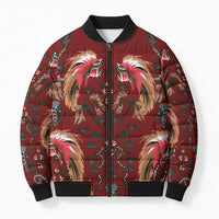 Oxblood Bird of Batik Papua Bomber Puffer Jacket Exotic Natural Wealth of Papua - Polynesian Pride