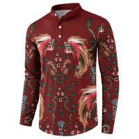 Oxblood Bird of Batik Papua Button Sweatshirt Exotic Natural Wealth of Papua - Polynesian Pride